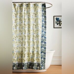 NWT Anthropologie Home Zhana Cotton Printed Shower Curtain | 72” Tall